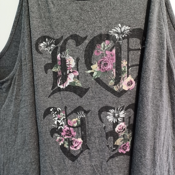 Torrid Super Soft Knits Size 3 Tank Top LOVE in Florals on Gray - Picture 5 of 11